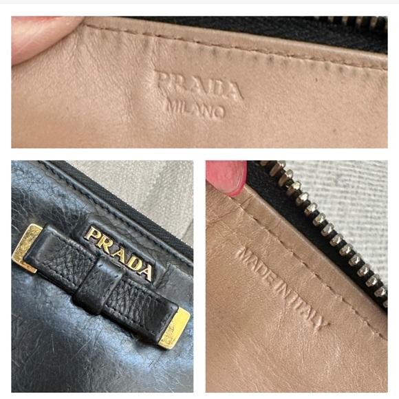 PRADA Mini Bow Black Leather Wallet on Chain - Picture 6 of 11